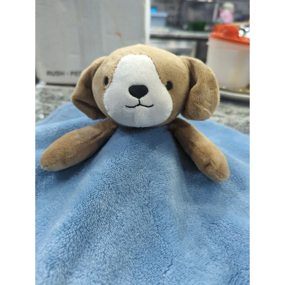Carter's Blue Brown Puppy Dog Security Blanket Lovey 13.5